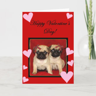 Cartes Pour Fêtes Annuelles Happy Valentine's day Pugs greeting card