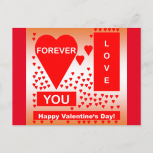 Cartes Pour Fêtes Annuelles Happy Valentine's Day Text Forever Love Hearts Red