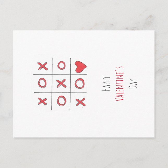 Cartes Pour Fêtes Annuelles Happy Valentine's Day Tic-Tac-Toe Postcard (Devant)