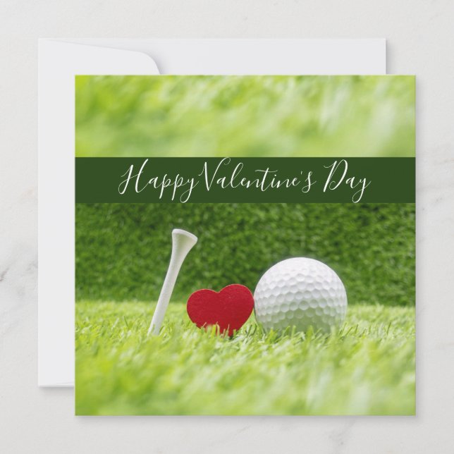 Cartes Pour Fêtes Annuelles Happy Valentine's golfer with love and golf ball (Devant)