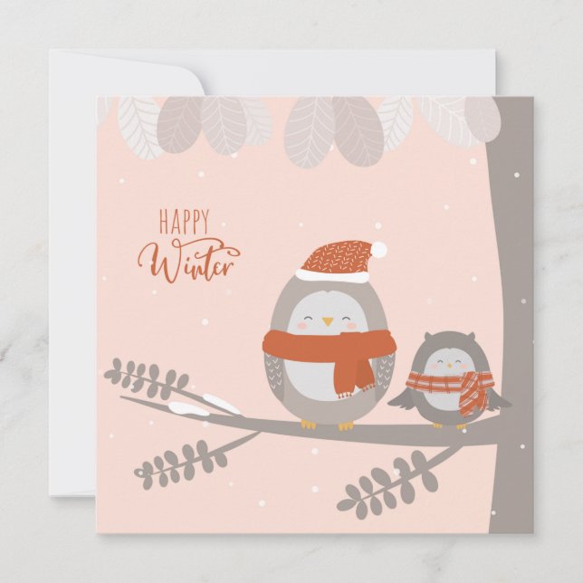 Cartes Pour Fêtes Annuelles Happy Winter (Devant)