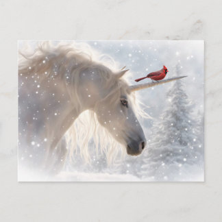 Cartes Pour Fêtes Annuelles Happy Yule Unicorn et Cardinal