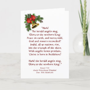Cartes Pour Fêtes Annuelles Hark the Herald Angels chanter Hymn Christmas Card
