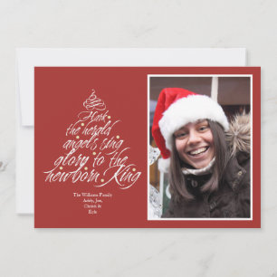 Cartes Pour Fêtes Annuelles Hark's Christmas carol lyric tree photo rouge
