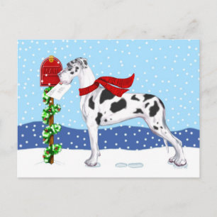 Cartes Pour Fêtes Annuelles Harlequin UC de courrier de Noël de great dane
