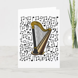 Cartes Pour Fêtes Annuelles Harp Musical Notes Harpist String Music Teacher