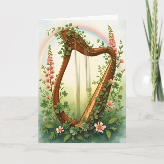 Cartes Pour Fêtes Annuelles Harpe et digitale (Devant)