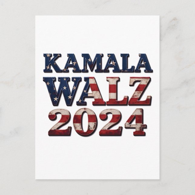 Cartes Pour Fêtes Annuelles Harris Walz Élection 2024 Kamala Tim Waltz (Devant)