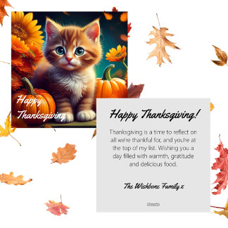 Cartes Pour Fêtes Annuelles Harver Citrouille Chat orange Automne Thanksgiving