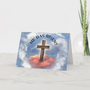 Cartes Pour Fêtes Annuelles Has Risen Rugged Cross With Clouds