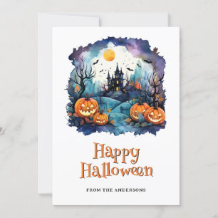 Cartes Pour Fêtes Annuelles Haunted Mansion Jack O’Lantern Ghost Halloween