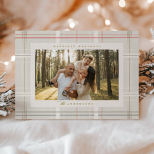 Cartes Pour Fêtes Annuelles Haut Plaid Cosy Cabine Beige Red Forest Vert