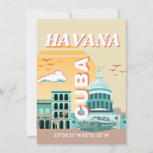 Cartes Pour Fêtes Annuelles Havana Cuba Retro Art Voyage