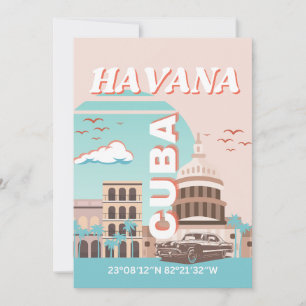 Cartes Pour Fêtes Annuelles Havana Cuba Retro Art Voyage