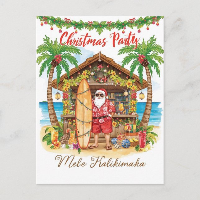 Cartes Pour Fêtes Annuelles Hawaii Christmas with Santa Claus  (Devant)