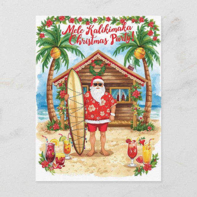 Cartes Pour Fêtes Annuelles Hawaii Christmas with Santa Claus  (Devant)