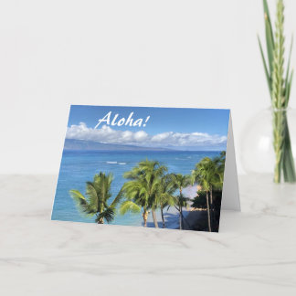 Cartes Pour Fêtes Annuelles Hawaiian Beach, Ocean and Palms