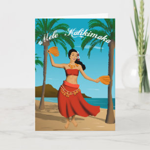 Cartes Pour Fêtes Annuelles Hawaiian Vintage Mele Kalikimaka personnalisable