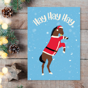 Cartes Pour Fêtes Annuelles Hay hay hay Père Noël cheval drôle Noël
