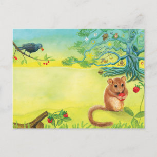 Cartes Pour Fêtes Annuelles Hazel Dormouse Manger Fraise Sauvage