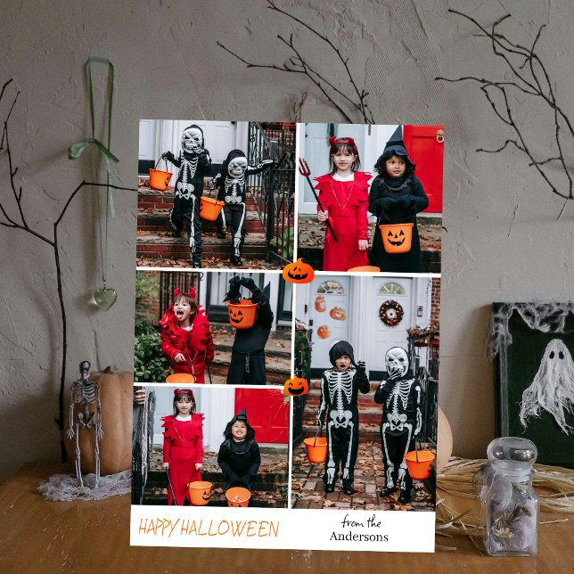 Cartes Pour Fêtes Annuelles Hé Boo ! Éffrayant Halloween Famille Photo Holiday (Créateur téléchargé)