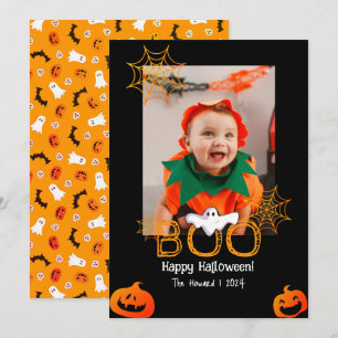 Cartes Pour Fêtes Annuelles Hé Boo ! Photo de famille éffrayant Halloween