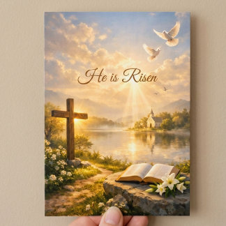 Cartes Pour Fêtes Annuelles He Is Risen Christian Easter Resurrection Flat 