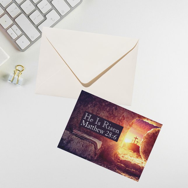 Cartes Pour Fêtes Annuelles He Is Risen Three Crosses Empty Tomb Printable (He Is Risen Three Crosses Empty Tomb Printable Holiday Card)