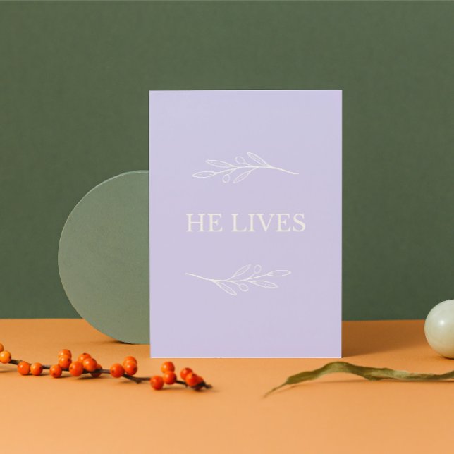 Cartes Pour Fêtes Annuelles He Lives Christian Easter Card – Lavender Faith (Celebrate His Resurrection — A Card That Brings Hope)