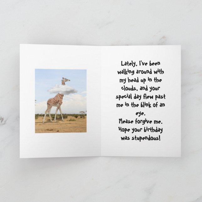 CARTES POUR FÊTES ANNUELLES HEAD IN THE CLOUDS - BELATED BIRTHDAY CARD (Intérieur)