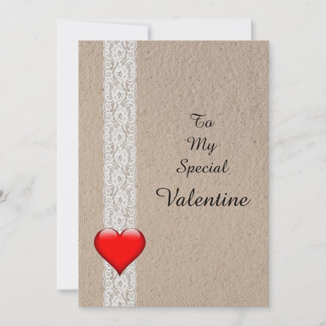 Cartes Pour Fêtes Annuelles Heart and Lace Special Valentine (Devant)