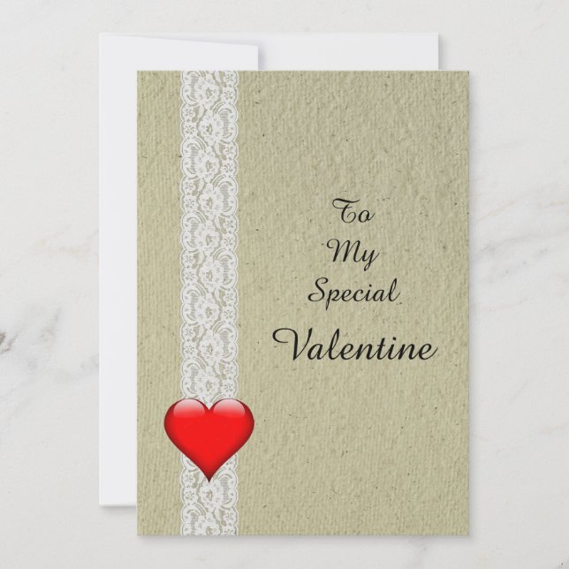 Cartes Pour Fêtes Annuelles Heart and Lace Special Valentine (Devant)