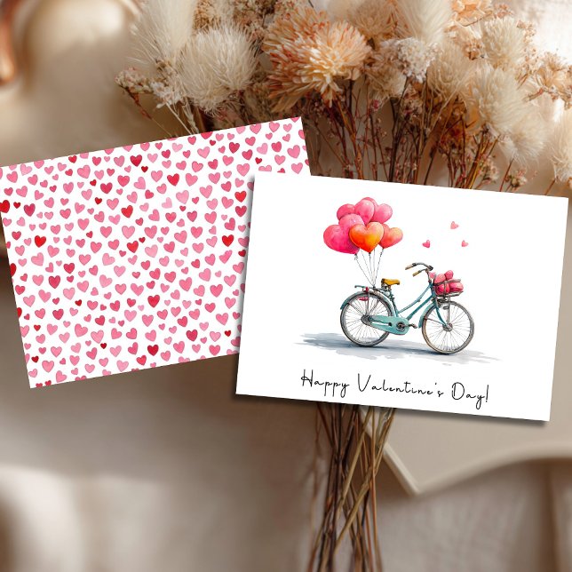 Cartes Pour Fêtes Annuelles Heart Balloons & Bikes Valentine's Day (Créateur téléchargé)