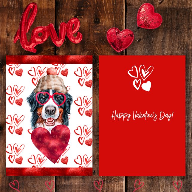 Cartes Pour Fêtes Annuelles Heart Bernese Mountain Amoureux des chiens Valenti (Créateur téléchargé)