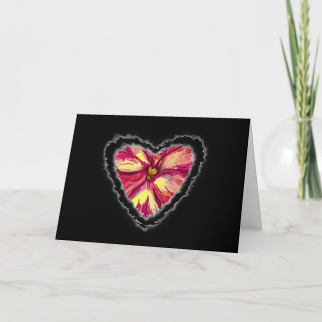 Cartes Pour Fêtes Annuelles Heart est une Flower Valentine Love Romance Card (Devant)
