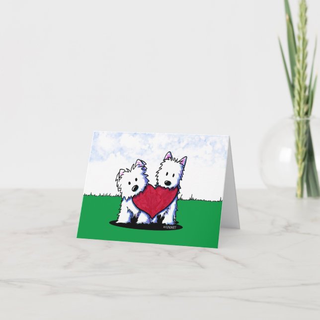 Cartes Pour Fêtes Annuelles Heart-feutré Westie Duo Valentine (Devant)