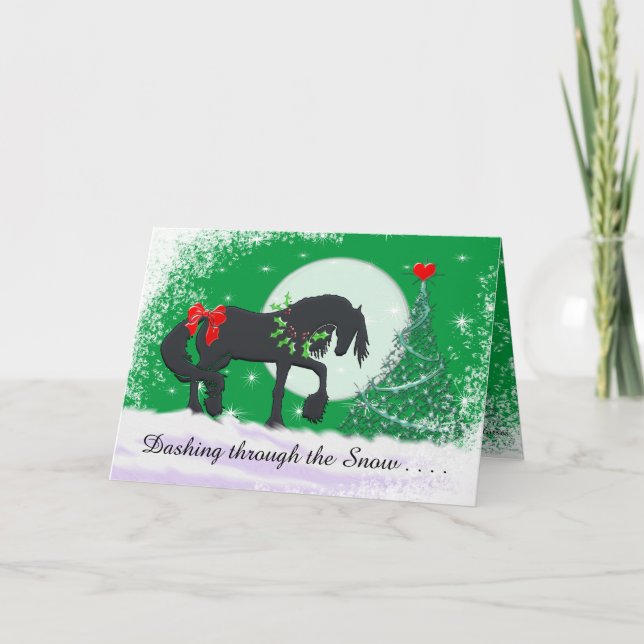 Cartes Pour Fêtes Annuelles Heart Horses VI Holiday (Holiday Tree) (Devant)