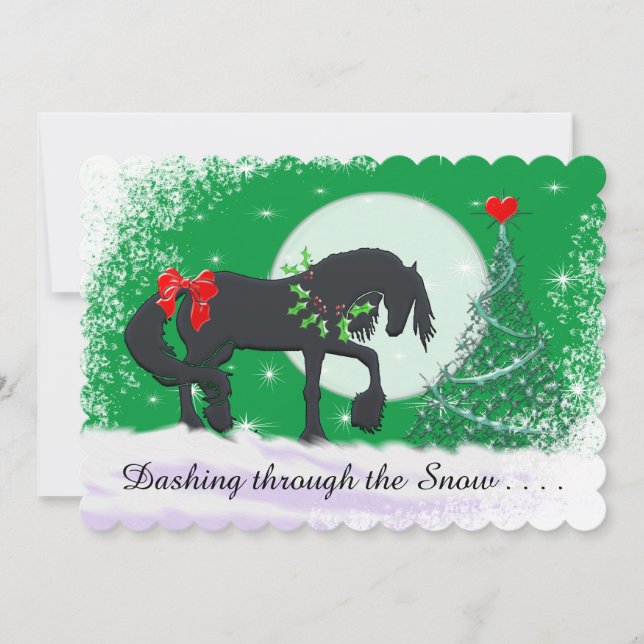 Cartes Pour Fêtes Annuelles Heart Horses VI Holiday (Holiday Tree) (Devant)