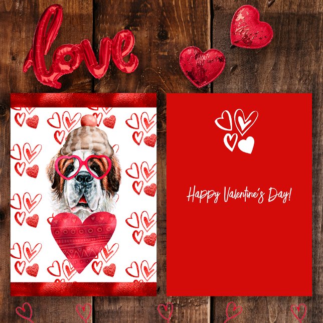 Cartes Pour Fêtes Annuelles Heart Saint Bernard Amoureux des chiens Valentine  (Créateur téléchargé)