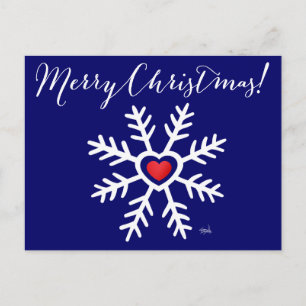 Cartes Pour Fêtes Annuelles Heart Snowflake Christmas navy