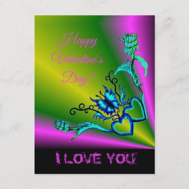 Cartes Pour Fêtes Annuelles Heart with Flower and Butterfly (Devant)