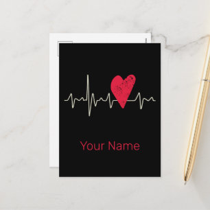 Cartes Pour Fêtes Annuelles Heartbeat Pulse Heart Valentine's Day or Mother's