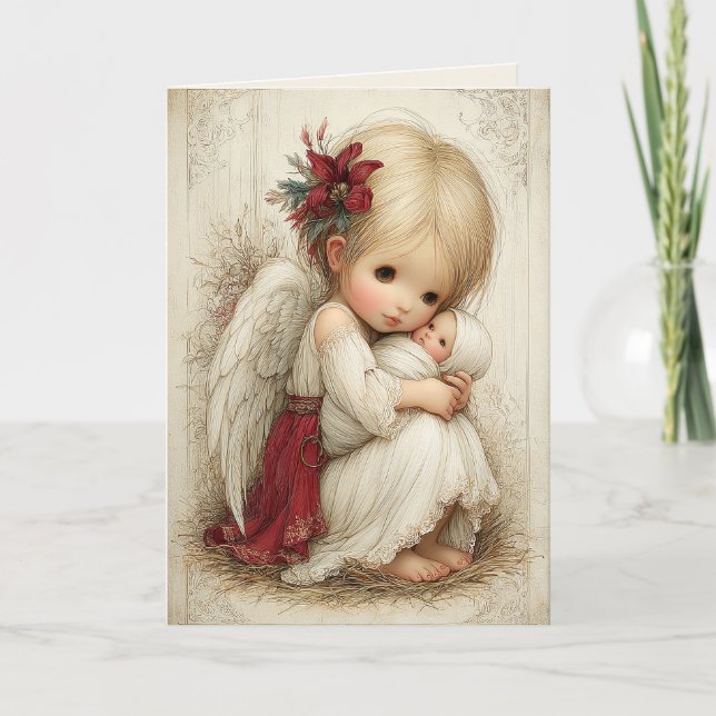 Cartes Pour Fêtes Annuelles Heaven’s Tender Watch - The Angel and the Child (Devant)