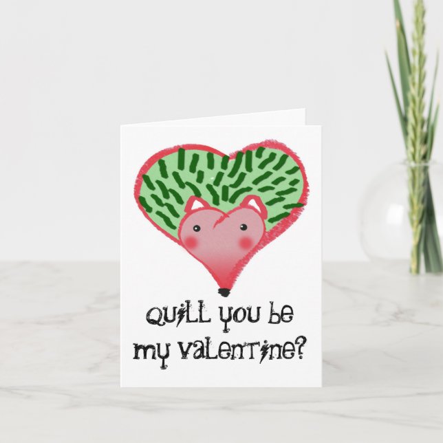 Cartes Pour Fêtes Annuelles Hedgehog Heart, quill you be my valentine ? (Devant)