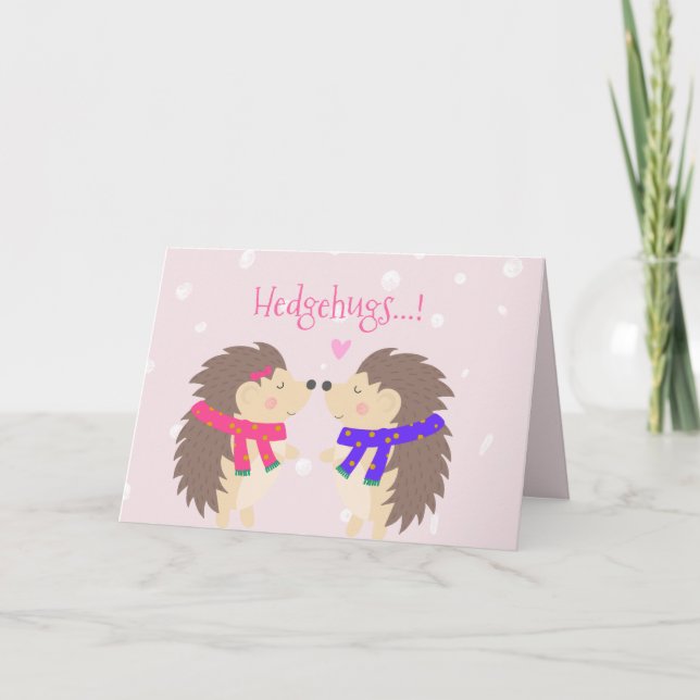 Cartes Pour Fêtes Annuelles Hedgehugs ! Noël à la jolie Hérisson (Devant)