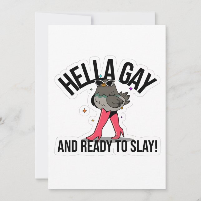 Cartes Pour Fêtes Annuelles Hella Gay et prête à jouer Drôle LGBTQ (Devant)