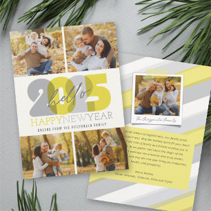 Cartes Pour Fêtes Annuelles Hello 2025 Modern Happy New Year 4 Photo Collage