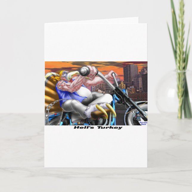 Cartes Pour Fêtes Annuelles Hells Turkey Funny Thanksgiving Harley Tee - shirt (Devant)