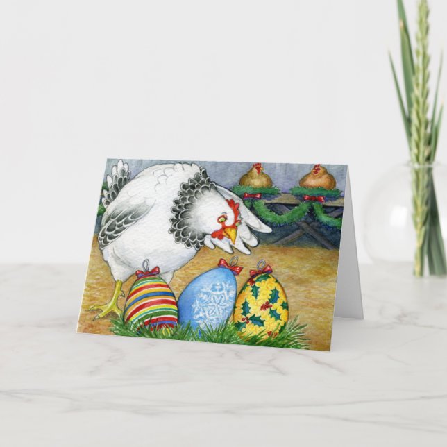 Cartes Pour Fêtes Annuelles Hen et ses oeufs de Noël (Devant)