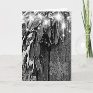 Cartes Pour Fêtes Annuelles Herbe botanique Boho feuille rustique Bois-grange